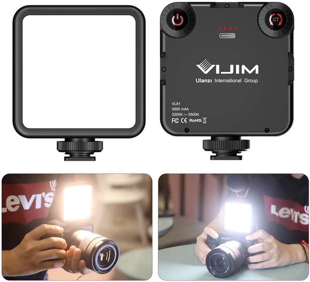 Ulanzi VL-81 LEDビデオライト 小型 充電式 3000mAh Type-C 3200k-5600k CRI95+ 色温度調整可能 スマート カメラライト 補助照明 撮影用ライト DJI Osmo Pocket Action Mobile 3 Gopro Hero 8/7/6/5 iPhone Samsung Canon Nikon Sony用